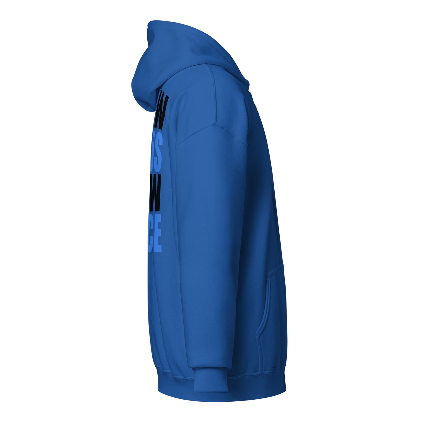 Back view of the Know Jesus Know Peace royal blue Christian zip hoodie by The Avielle