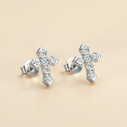 Moissanite križni uhani