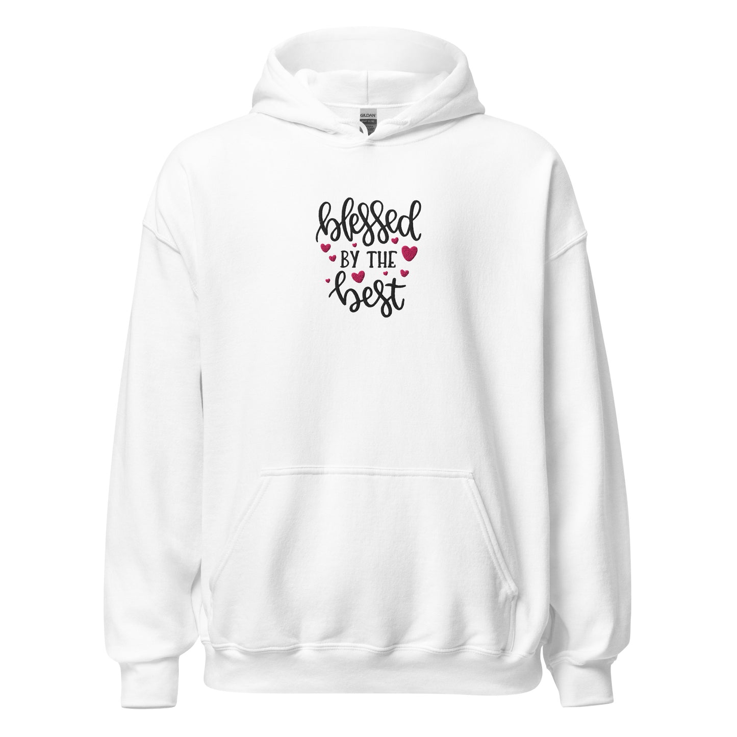 Blessed by the Best embroidered white women's hoodie by The Avielle