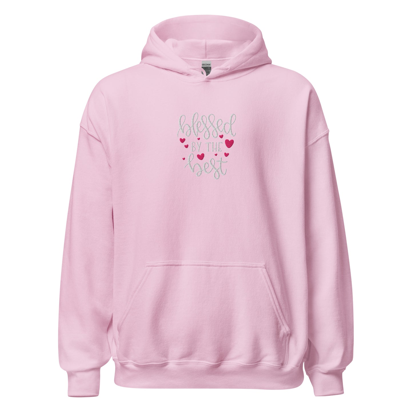 Blessed by the Best embroidered light pink women's hoodie by The Avielle