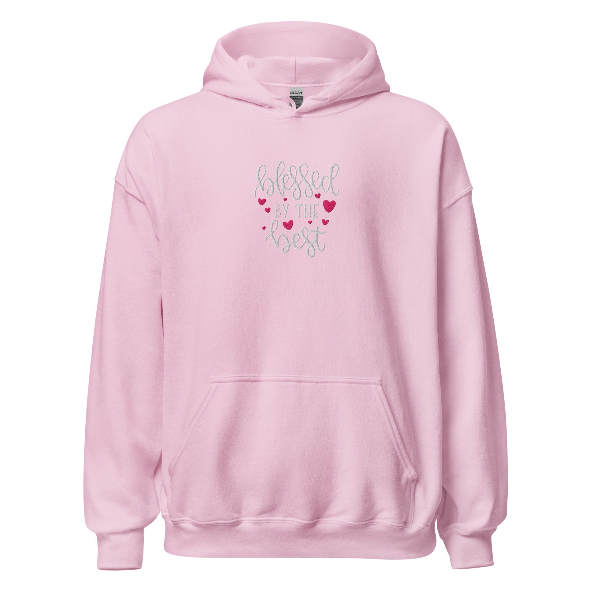 Blessed by the Best embroidered light pink women's hoodie by The Avielle