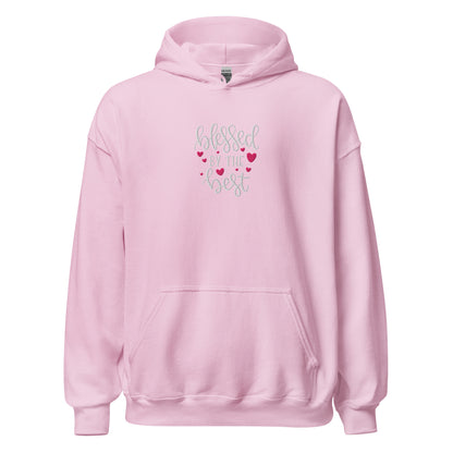 Blessed by the Best embroidered light pink women's hoodie by The Avielle