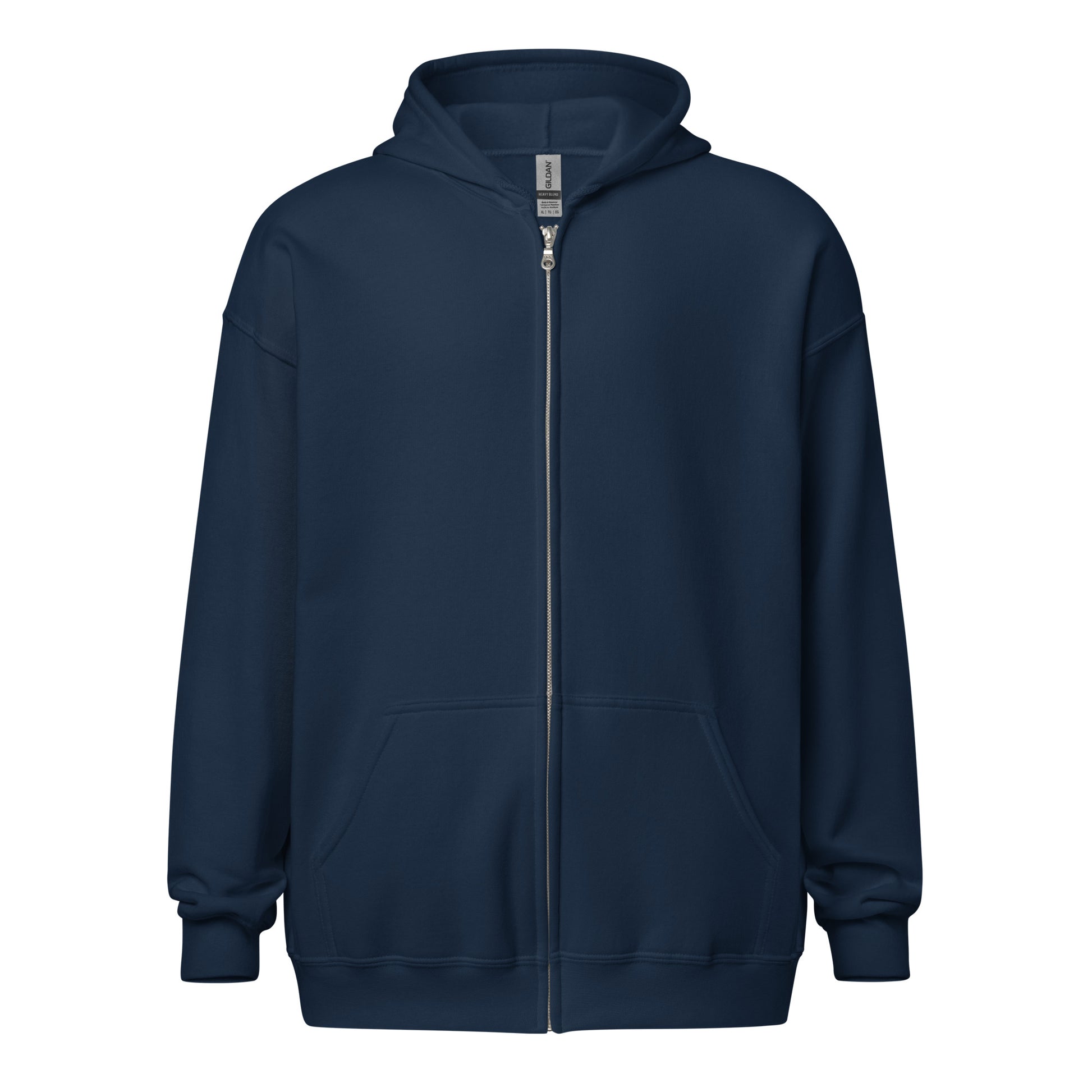 Front view of The Avielle Faith Till You Make It navy zip hoodie.