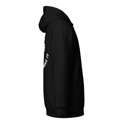 Side view of The Avielle Faith Till You Make It black zip hoodie.