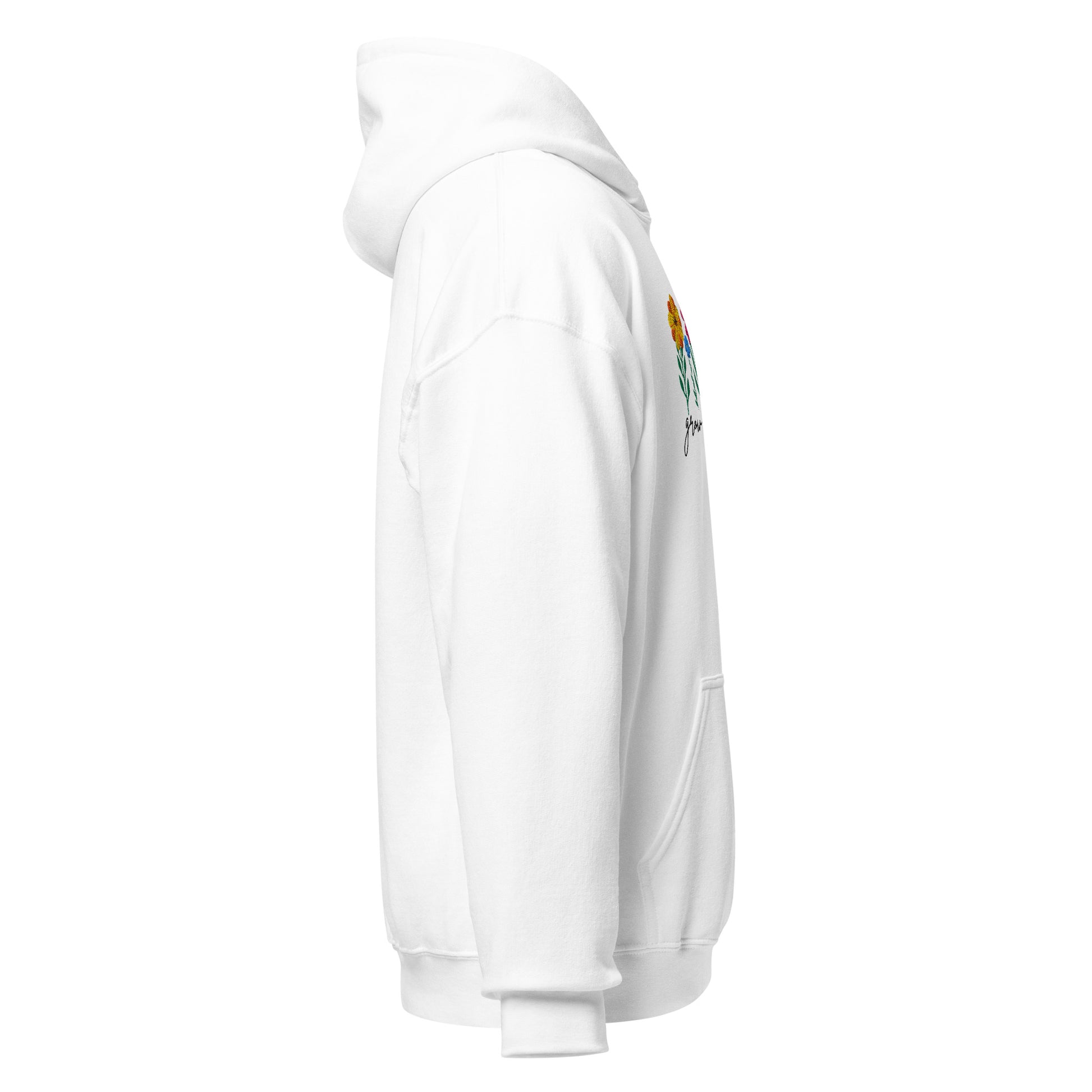 Grow in Grace embroidered white unisex hoodie by The Avielle