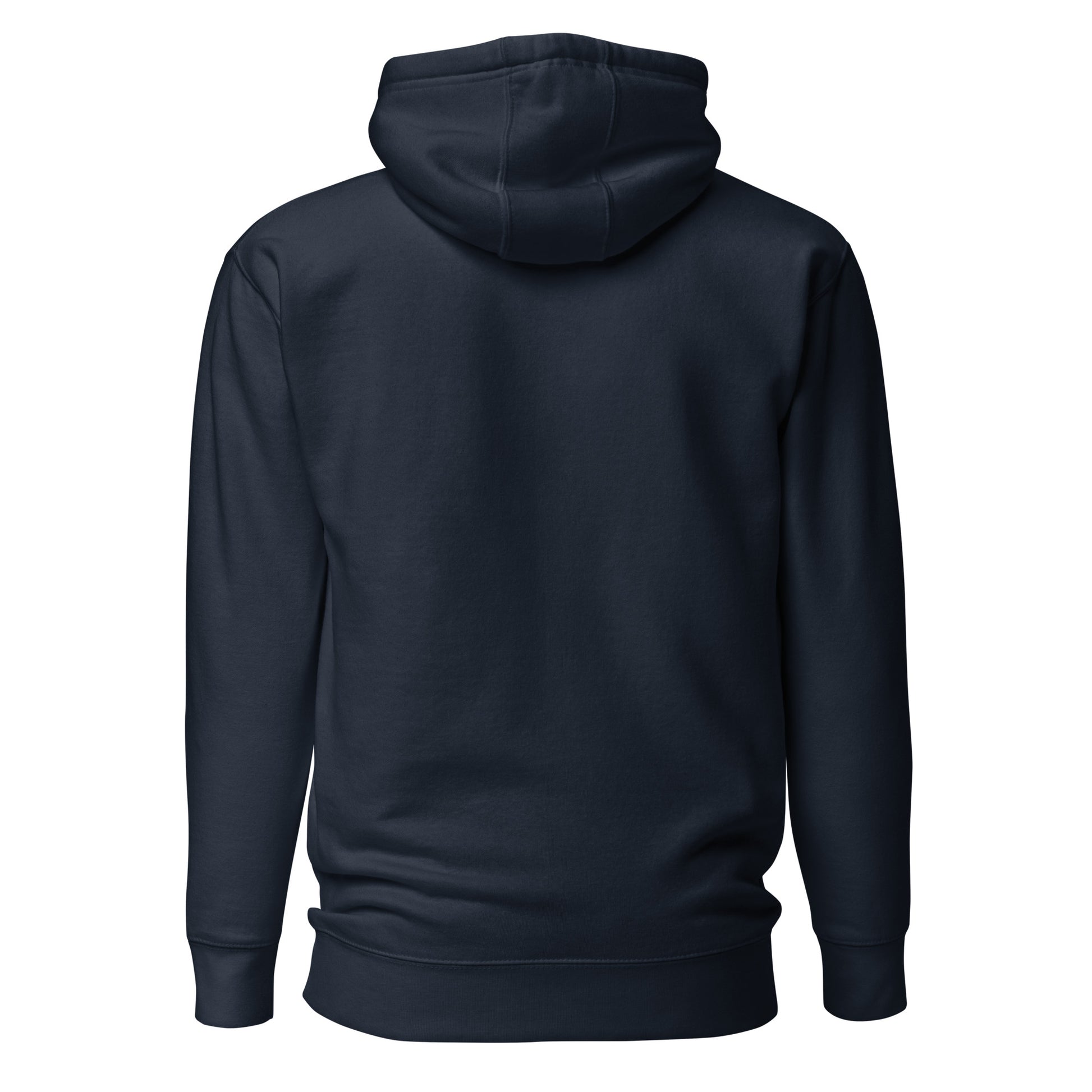 Back view of the Hallelujah Embroidered Premium Hoodie in navy by The Avielle.