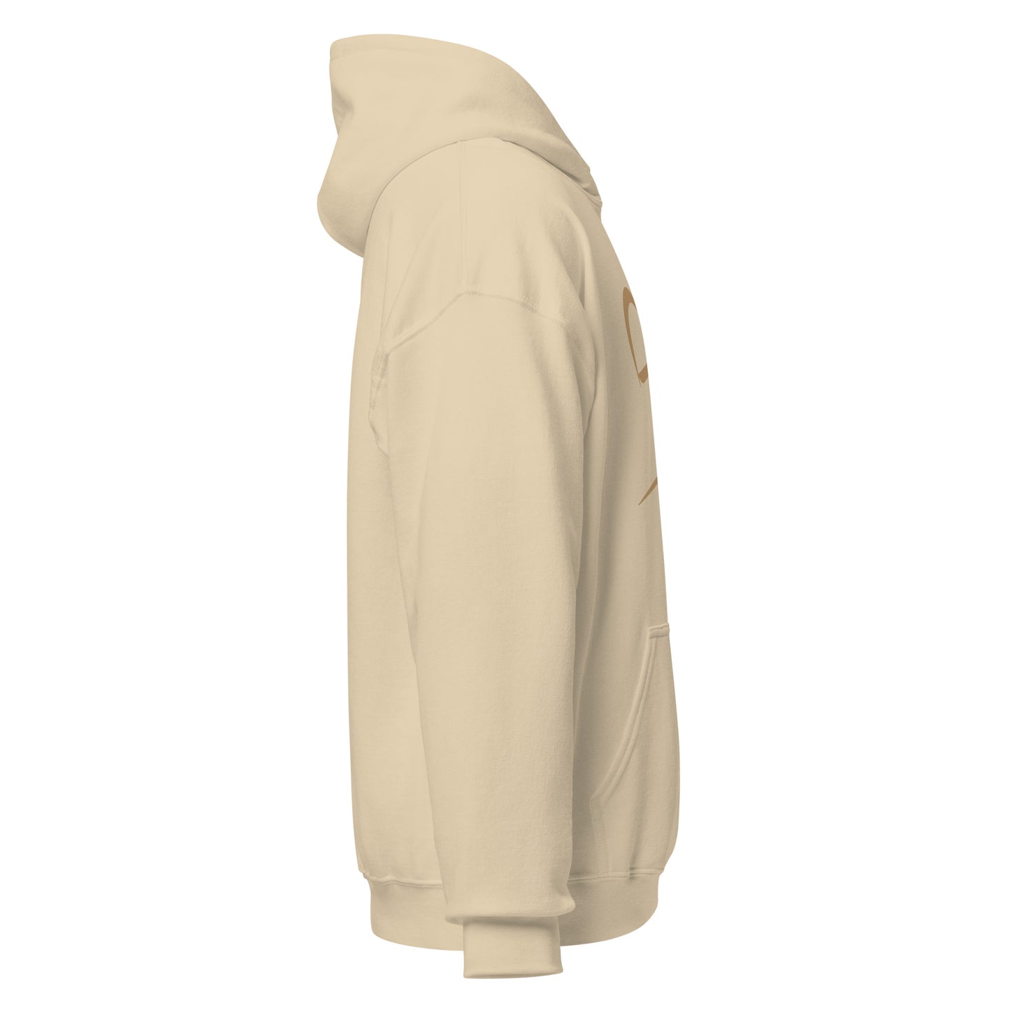Right side view of the Heart of Faith sand Christian hoodie by The Avielle