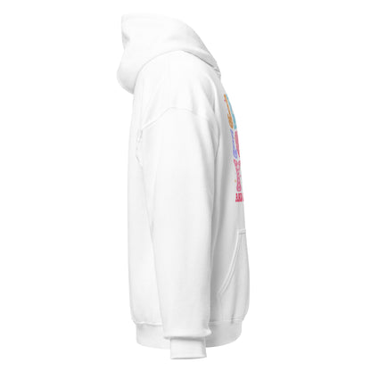 Side view of the Jesus Loves You and I'm Trying white hoodie by The Avielle