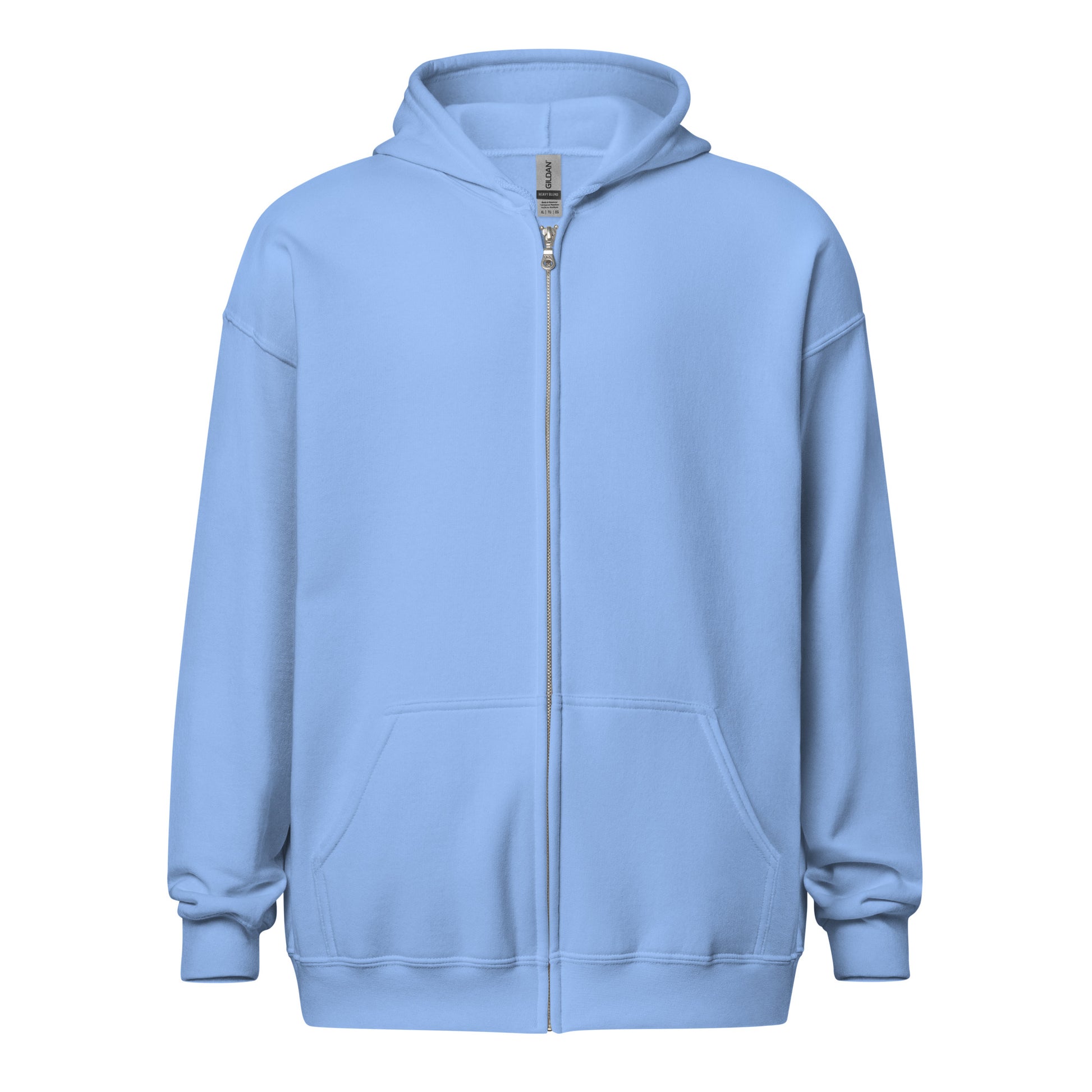 Back view of the Know Jesus Know Peace Carolina blue Christian zip hoodie by The Avielle
