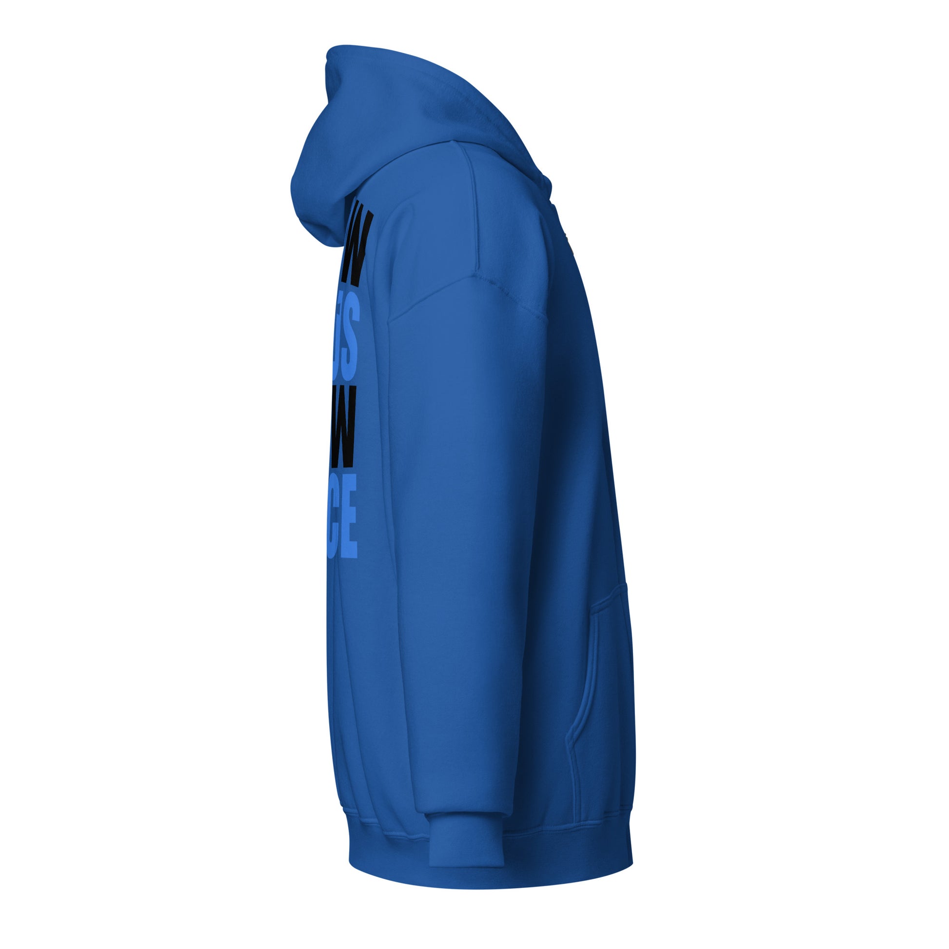 Back view of the Know Jesus Know Peace royal blue Christian zip hoodie by The Avielle