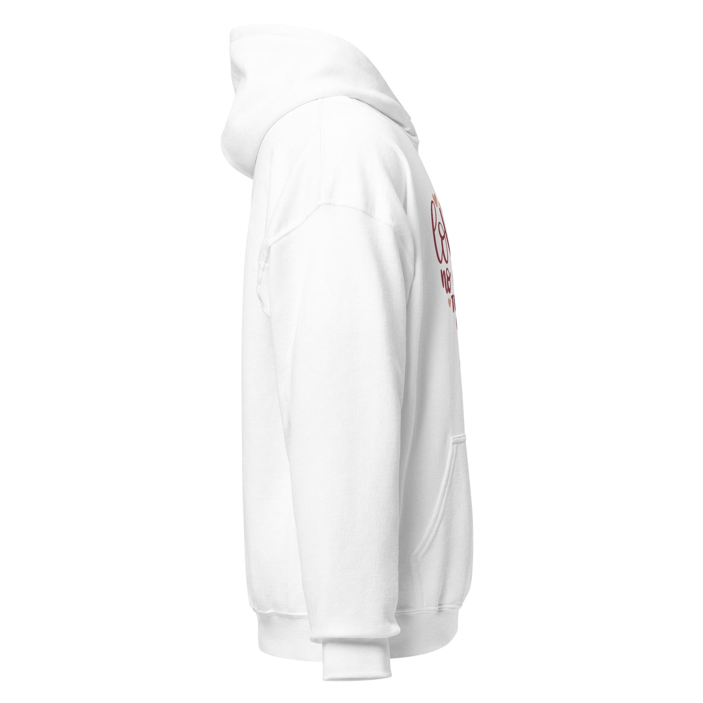 Side view of The Avielle Love Does No Wrong Romans 13:10 Christian hoodie in white.