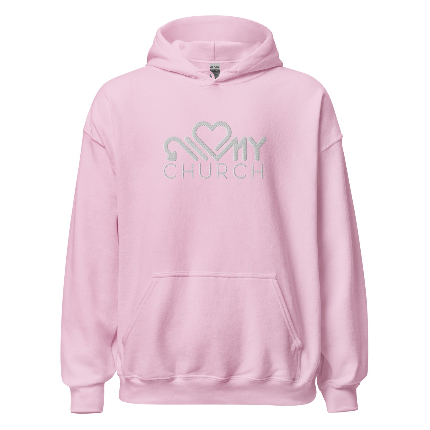 Love My Church embroidered light pink unisex hoodie by The Avielle