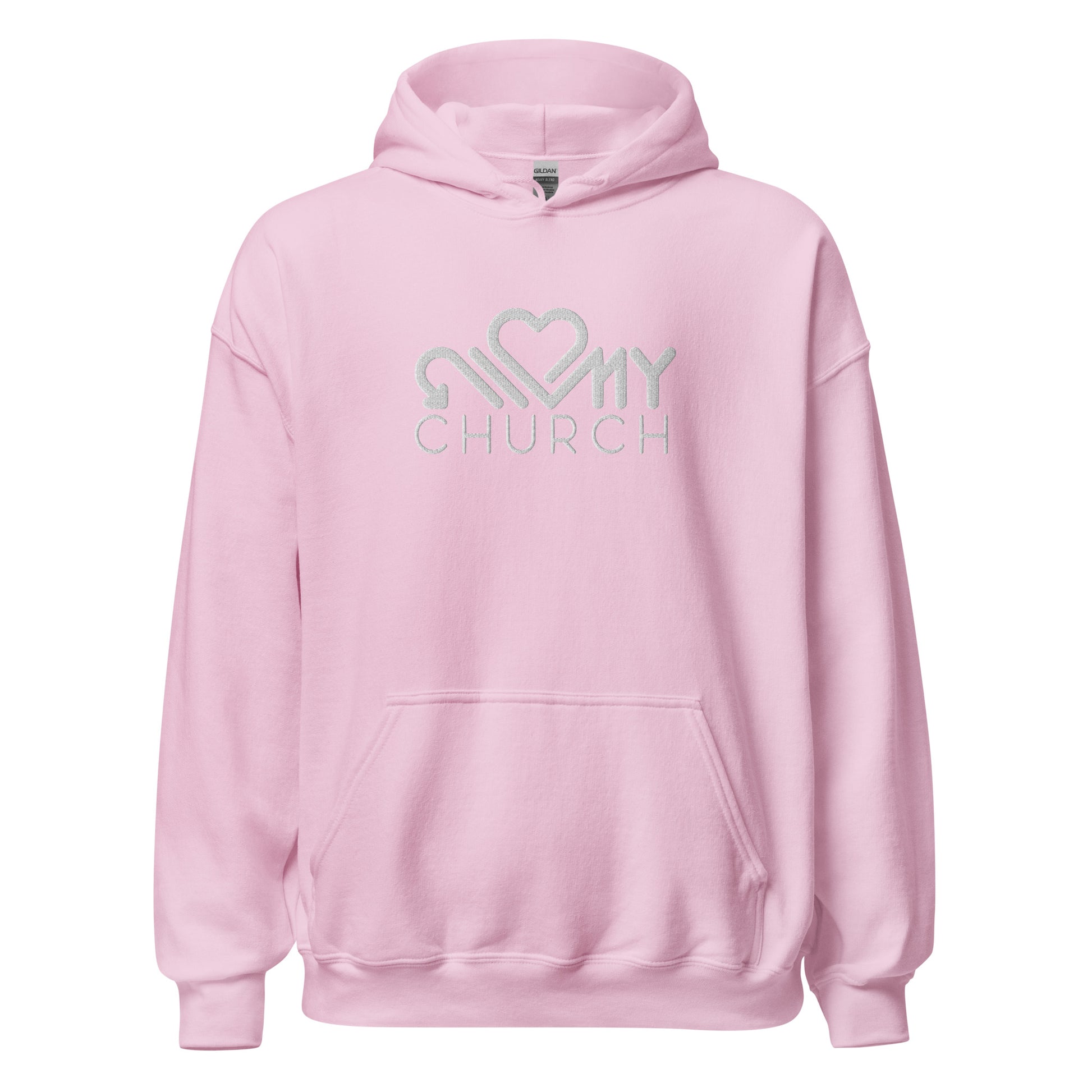 Love My Church embroidered light pink unisex hoodie by The Avielle