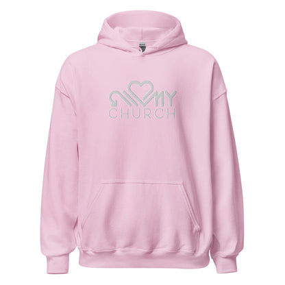 Love My Church embroidered light pink unisex hoodie by The Avielle
