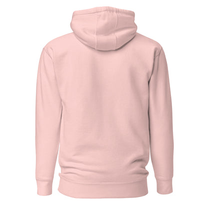 Back view of The Lord Is My Light Psalm 27:1 Christian hoodie in light pink.