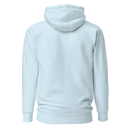 Back view of The Lord Is My Light Psalm 27:1 Christian hoodie in sky blue.
