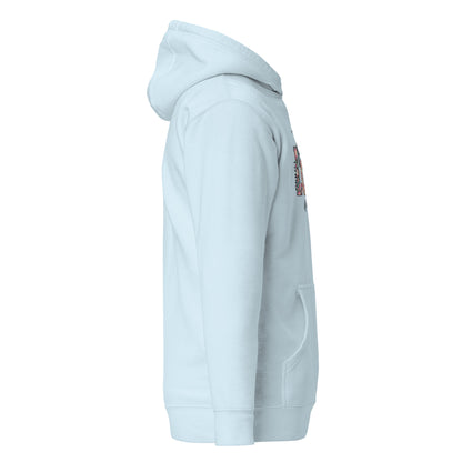 Side view of The Lord Is My Light Psalm 27:1 Christian hoodie in sky blue.